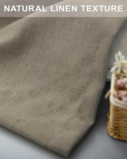 Extra Long Curtains 2 Panels Set Dark Taupe Linen Curtains 108 inches Long for Living Room Back Tab Extra Wide Curtain Neutral Farmhouse Semi Sheer Linen Drape Ceiling to Floor Length for Large Window