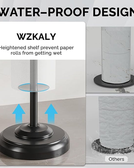 Freestanding Toilet Paper Holder Stand with Storage – Holds 4 Extra Rolls –Matte Black- Toilet Paper Holder for Bathroom – Sturdy Base, Classic Retro Style, Space-Saving Bathroom Storage