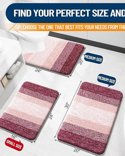 OLANLY Bathroom Rug Set 2 Piece, Soft Absorbent Microfiber Bath Mats and U-Shaped Contour Toilet Rug, Non-Slip, Machine Wash Dry, Plush Shaggy Bath Mats for Bathroom (30"x20"+24"x20", Red)