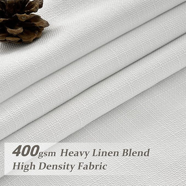 White Black Out Drapes 108 Inches Long 2 Panels for Sliding Glass Doors, Luxury Pinch Pleated 2 Layer Heavy Linen Curtains Heat Blocking Ceiling Track for Office 108 Inch Large Window Burg Lush Decor