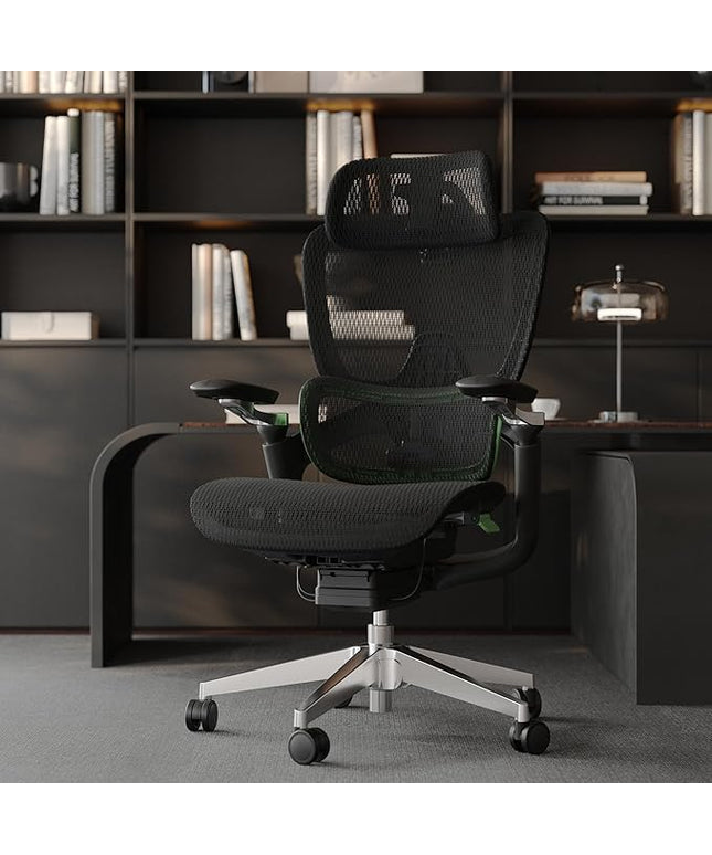 Ergonomic Office Chair, Mesh Home Office Desk Chair with Adaptive Lumbar Support, Gaming Chair with Headrest, 5D Armrest,90-130°Tilt, BIFMA Certified, Model Zen (Green)