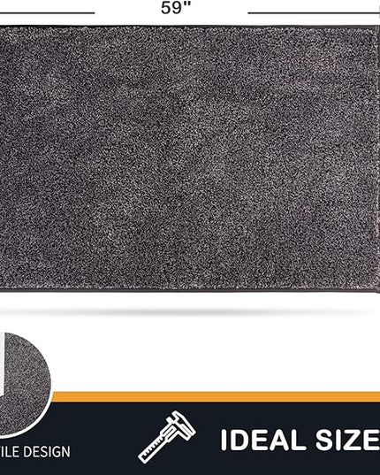 PURRUGS Dirt Trapping Door Mat 34" x 59", Non-Slip Machine Washable Entry Rug, Shoe Scraper, Dog Doormat, Super Absorbent Welcome Mat for Front & Back Door, Muddy Shoes & Paws, Light Grey-Dark Grey