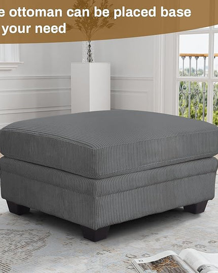 Legend Vansen Oversized Modular Sectional Sofa,6 Seat U Shaped Couch with Ottoman,Corduroy Sofa with Deep Seat,Convertible Large Sectional Couches for Living Room (Grey, U-6)