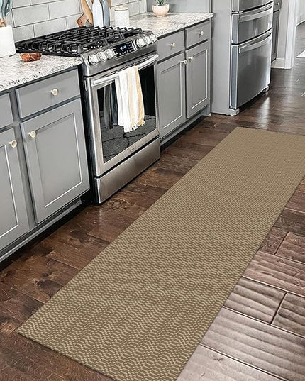 KOZYFLY Washable Runner Rug 2x6 Ft Runners for Hallways Kitchen Runners with Rubber Backing Braided Cotton Entryway Runner Indoor, Carpet for Hallway Kitchen Entryway Bedroom, Beige/Khaki