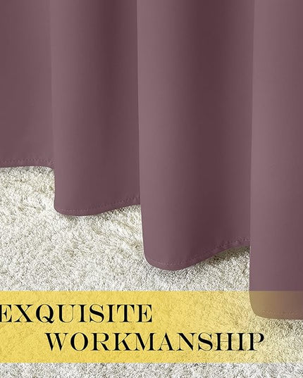 NICETOWN Blackout Small Window Curtain 54 inches Length - Thermal Insulated Solid Grommet Sound & Light Reducing Room Darkening Drape for Kitchen/Nursery, Dry Rose (1 Panel, W52 x L54)