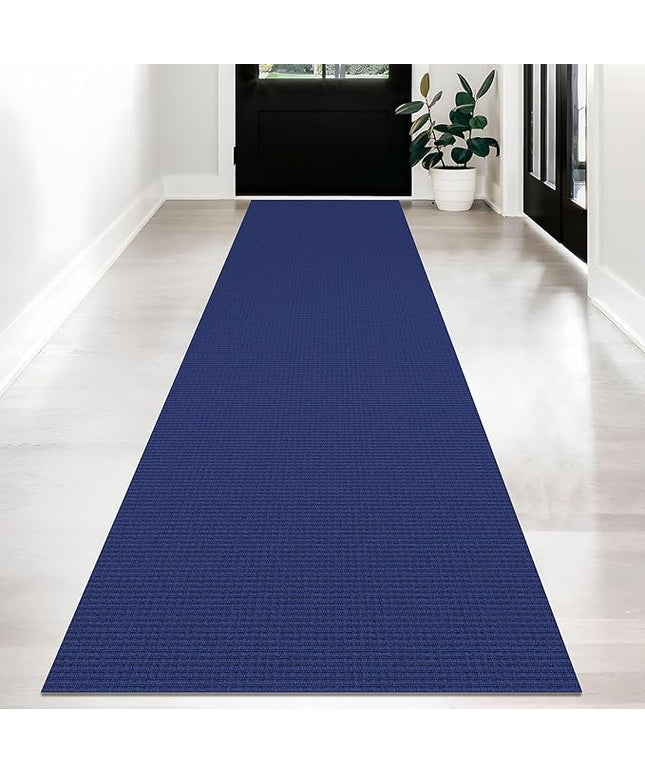 KOZYFLY Long Runners for Hallways 2.6x12 ft Washable Kitchen Runner Non Slip Rubber Backed Hallway Rugs Cotton Entryway Runner Rug Floor Carpet for Indoor Hall, Backdoor, Kitchen, Royal Blue/Navy