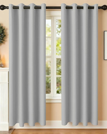 Room Darkening Curtains 72 Inch Length for Bedroom Living Room, Insulated Thermal Grommet Curtain Drapes, Blackout(60-90%,Not 100%) Window Treatment Decor, 2 Panels, 52x72, Silver Grey