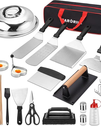 128 PCS Griddle Accessories Kit - Premium Flat Top Grill Accessories Set for Blackstone & Camp Chef, Stainless Steel BBQ Tool Utensils Gift Grilling Set for Lover Outdoor Men Women dad