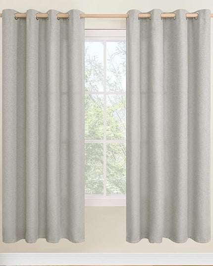 LAMIT Light Grey Linen Curtains for Living Room 78 inch Length, Thick Linen Textured Light Filtering Curtains Grommet Privacy Protected Window Drapes for Bedroom, Set of 2 Panels, 52 x 78 Inch