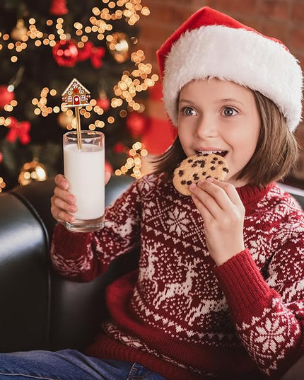 30 Pcs Christmas Drink Stirrers Xmas Stir Stick Holiday Coffee Swizzle Stick Reusable Plastic Hot Cocoa Bar Chocolate Decoration Cocktail Mixer(Gingerbread House,Novel Color)