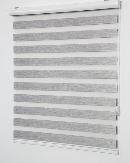 Shadesu Custom Size Zebra Blinds for Windows, 58" W x 72 H, Grey, Dual Layer Free-Stop Zebra Shades, Light Control for Day and Night, Sheer Blinds for Indoor Windows, Bedroom, Kitchen