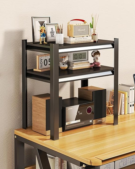 2-Tier Storage Shelves,1200 Lbs Metal Shelving Unit, Double-Layer Columns, Adjustable Reinforcing Shelves for Coffee Table in Living Room, Bedroom, Kitchen，Office(16''W*10''D*22''H)