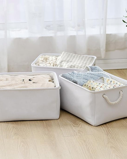 TheWarmHome Fabric Storage Bin, Large 1 Pack 15.7L*11.8W*8.3H Storage Basket for Home Storage and Organization, Shelf Basket with Cover for Living Room Bedroom Closet（White