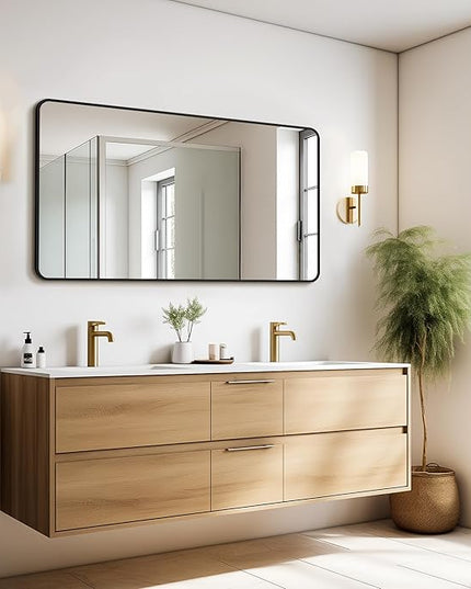Bathroom Vanity Mirror for Wall, 55"x30" Wall Mounted Bathroom Mirror for Over Sink with Sturdy Metal Frame, Vertical or Horizontal, Living Room, Bedroom, Entryway(Black)