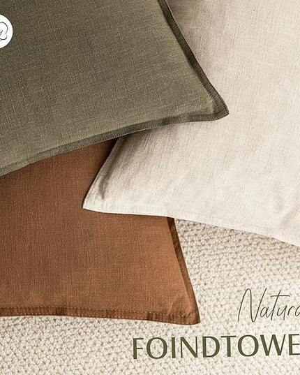 Foindtower Pack of 2, Decorative Linen Soild Throw Pillow Covers Soft Accent Cushion Case Boho Farmhouse Pillowcase for Chair Couch Sofa Bedroom Living Room Home Decor 18 x 18 Inch Orange Brown