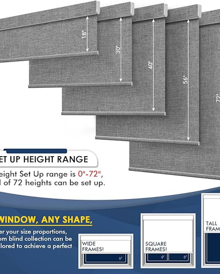 Motorized Blinds with Remote,100% Blackout Smart Roller Shades,Rechargeable Smart Blinds【Solar Panel Included】 Wireless Electric Cordless Shades with Cover Compatible with Alexa Grey 33¾*72