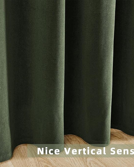 Joydeco Customized Velvet Curtains for Bedroom & Living Room, Heavy Duty Luxury Thermal Insulated Olive Green Velvet Curtains Rod Pocket 1 Panel, Custom Size