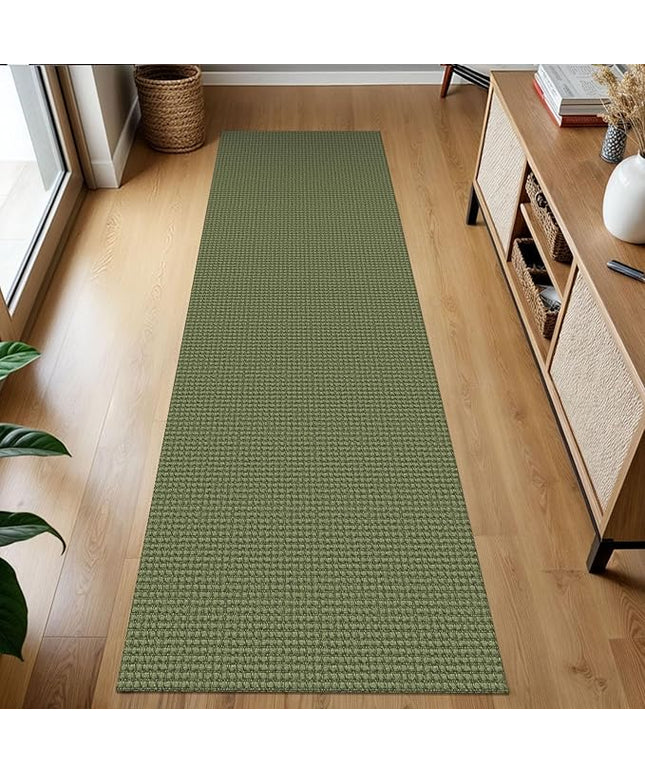 KOZYFLY Runners for Hallways 2x7 ft Washable Kitchen Runner Non Slip Rubber Backed Hall Runners Cotton Entryway Runner Rugs Floor Carpet for Indoor Backdoor Bedroom Kitchen, Bright Green/Earthy Green