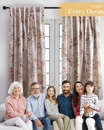 Maison d' Hermine Curtains for Living Room 100% Cotton 84 inch Length Two Panels Light Filtering Curtains for Bedroom Windows with Rod and Loop Pockets Drapes (Equinoxe Multicolor, 50" W x 84" L)