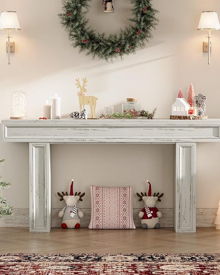 Rresyet 63 Inch Long Console Table, Sofa Table Behind Sofa, Wooden Entryway Table, Farmhouse Entryway Table for Entry, Hallway, Living Room (White)