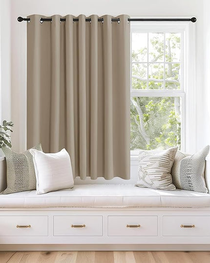 NICETOWN Blackout Curtains 63 inches Long for Living Room Bedroom, Grommet Thermal Insulated Room Divider Drape Window Treatment for Sliding Patio Door, W100 x L63, 1 Panel, Taupe
