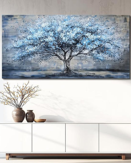 Canvas Wall Art for Living Room Wall Decor for Bedroom Office Modern Hotel Wall Decorations Blue Tree Landscape Paintings Abstract Pictures Artwork Room Aesthetic Home Decor 20x40 in