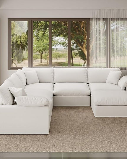 Cloud Modular Sectional Sofa,221.6" Down Filled Sofa 5 Seat with Chaise,Minimalist Sofa Cover Washable and Replaceable Couches for Living Room,Sectional Sofa Deep Seat