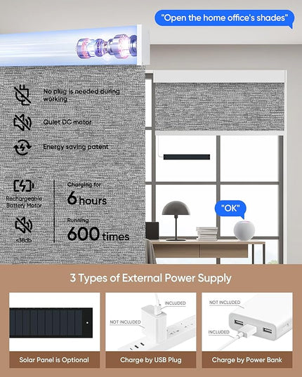 Kincmo Motorized Blinds with Remote,100% Blackout Motorized Roller Shades Work with Apple Homekit,Alexa,Google, Custom Electric Blinds with App,Voice Control (Aqua Waves Grey)