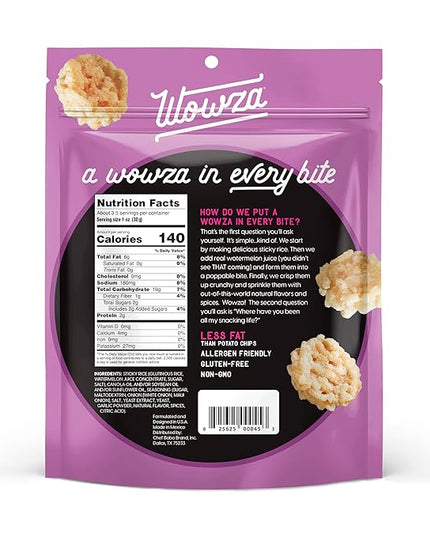 Wowza Sweet Maui Onion - Healthy Snacks, Mini Rice Cakes, Sticky Rice Crunchy Snack, Low Calorie, Savory Rice Crisp - Ideal Healthy Snack for Adults & Kids, 3.5 oz Bag, 8 Pack