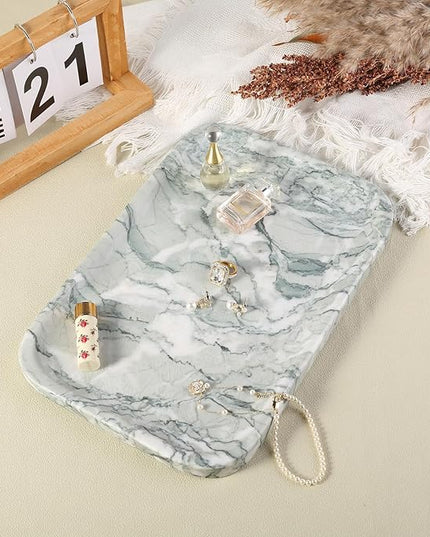 Vanity Tray, Marble Bathroom Tray Countertop, Decorative Dresser Organizer, Green Stone for Perfume Jewelry Holder Storage for Kitchen Sink(Light Green)