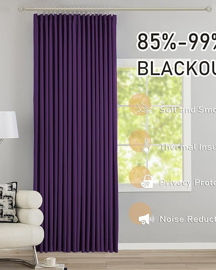 DONREN Royal Purple Pinch Pleated Blackout Curtains with Hooks - 102 inch Length Room Darkening Thermal Insulated Window Curtain Panels for Living Room Bedroom 2 Panel 40" Wx102 L