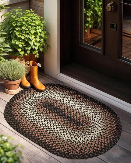 Tranquility TQ82 Black 8' x 11' Oval - Braided Area Rug, Home Decor, Floor Mat or Bedroom Rug - Easy Care, Ideal for High Traffic Areas in Hallway and Living Room - Made in USA