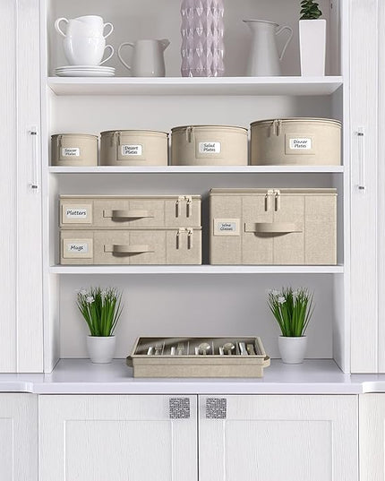 Sorbus Flatware & Utensil Storage - Fabric Chest Box for Storage and Organizing Utensils, Silverware, Flatware, Cutlery - Silverware Organizer Container with Clear Lid & Adjustable Divider