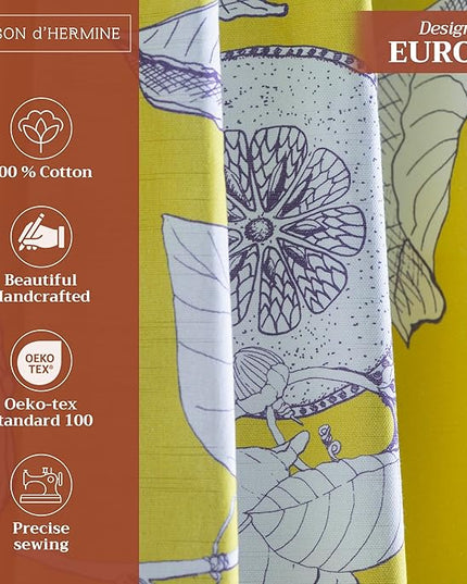 Maison d' Hermine Curtains for Living Room 100% Cotton 96 inch Length One Panel Light Filtering Curtains for Bedroom Windows with Rod and Loop Pockets Drapes (Manon Yellow, 50" W x 96" L)