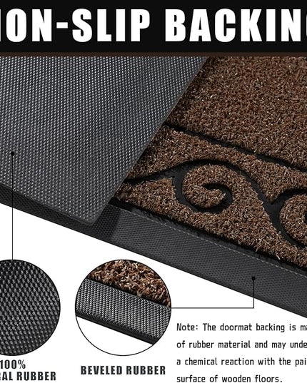 Yimobra Welcome Mats for Front Door 29.5x17, Heavy Duty Waterproof Outdoor Door Mat Outside Entrance, Non-Slip Low Profile Indoor Entryway Mat for Garage Patio, Coffee