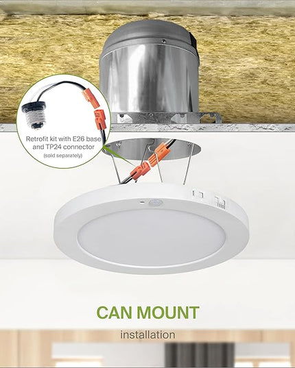 ASD LED 9" Round Flush Mount Ceiling Light Fixture, Low Profile Surface Lighting | 5CCT, Motion Sensored, Ultra-Thin, ETL Listed | 15W 1300LM 2700-6000K 120V | Kitchen, Bedroom, Hallway Lamp | White
