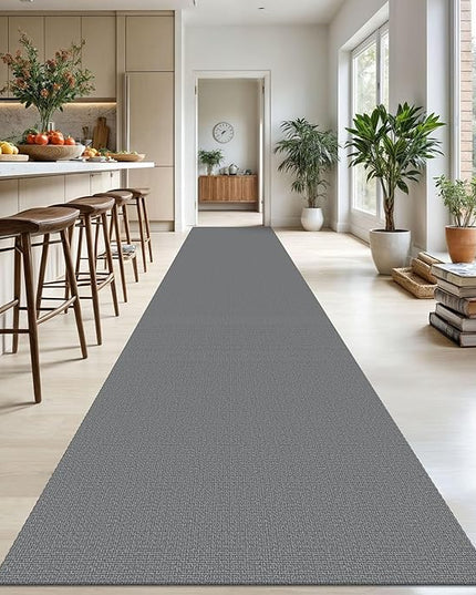 KOZYFLY Washable Runner Rug 3x20 ft Hallway Kitchen Runner Rugs with Rubber Backing Bobo Non Slip Entryway Runner Indoor, Long Carpet Runners for Hall Kitchen Entryway, Grey