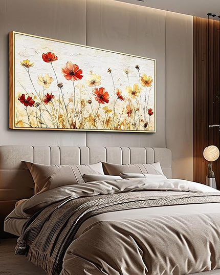 ERQINHUA Large Canvas Wall Decor For Living Room Wall Art For Bedroom Modern Stretched and Framed Beach Posters Abstract Flower Dining Room kitchen Print Artwork Mural Home Decor Wood Frame 30"X60"