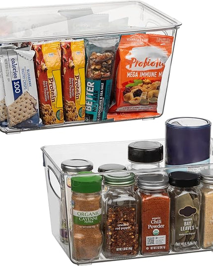 CLEARSPACE Plastic Pantry Organization and Storage Bins with Lids - Perfect Kitchen Organization or Kitchen Storage - Fridge Organizer, Refrigerator Organizer Bins, Cabinet Organizers