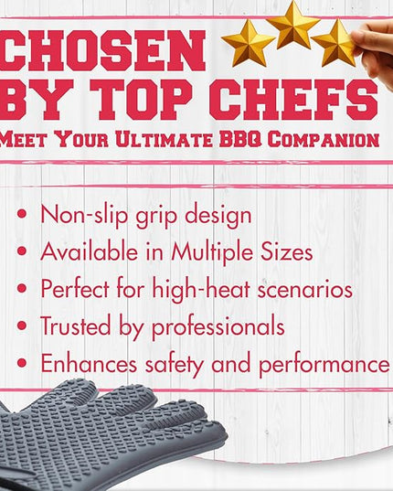 KITCHEN PERFECTION S Silicone Smoker Oven Gloves for Women -Extreme Heat Resistant BBQ Gloves -Handle Hot Food Right on Your Grill Fryer |Waterproof Oven Mitts Cooking Gloves |Superior Set+3 Bonuses