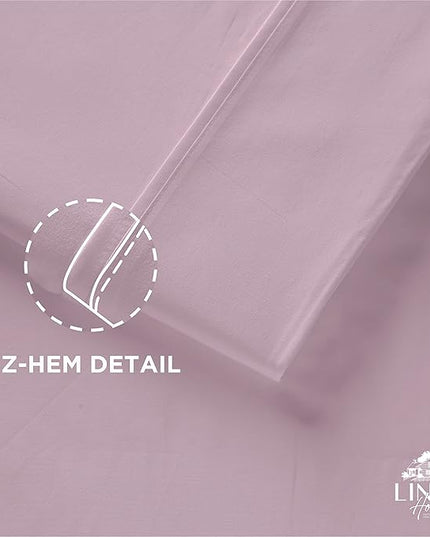 Linen Home 100% Cotton Percale Pillowcases Queen Size, Mauve Lavender, 2 Pieces of Pillow Case, Crisp and Cool Strong Bed Linen, 20 inches X 30 inches