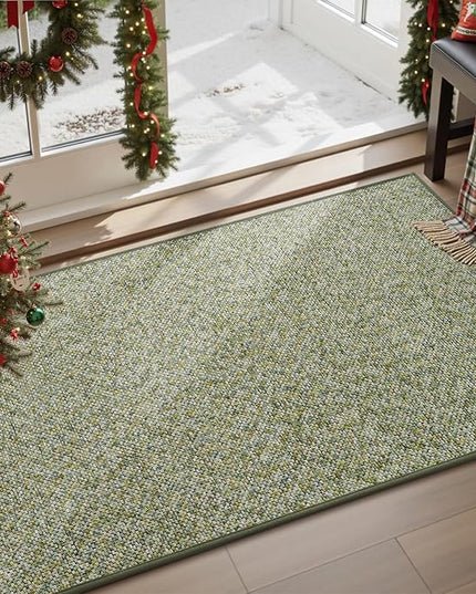 MontVoo Door Mat Indoor Entrance Doormat, Absorbent Durable Rubber Non Slip Front Door Mat for Inside Entry Entryway Dirt Trapper Welcome Mat, Green 17''x30''