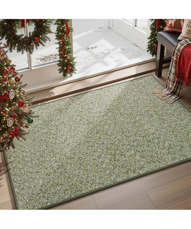 MontVoo Door Mat Indoor Entrance Doormat, Absorbent Durable Rubber Non Slip Front Door Mat for Inside Entry Entryway Dirt Trapper Welcome Mat, Green 24''x36''