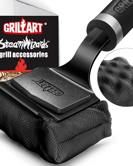 GRILLART Bristle Free Grill Brush Kit, Reinforced Outdoor Grill Brushes, Safe Cleaning Tools with Replaceable Heads, Grill Scraper BBQ Accessories, Men/Dad Gifts