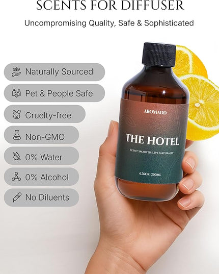 Aromadd Hotel Scents Diffuser Oil The Hotel, Luxury Essential Oils for Waterless Diffuser, Aromatherapy Hotel Diffuser Oil for Home & Office, Long-Lasting - 6.76 fl oz (200 mL)