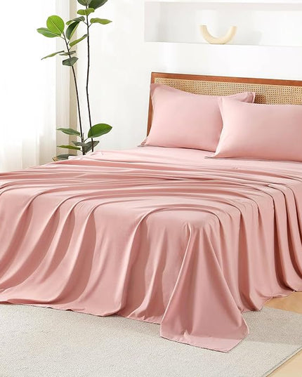 Litanika Blush Pink Full Size Comforter Set with Sheets - 7 Pieces Bed in a Bag Full Boho Tufted Complete Bedding Sets with Comforter, Sheets, Pillowcases & Shams