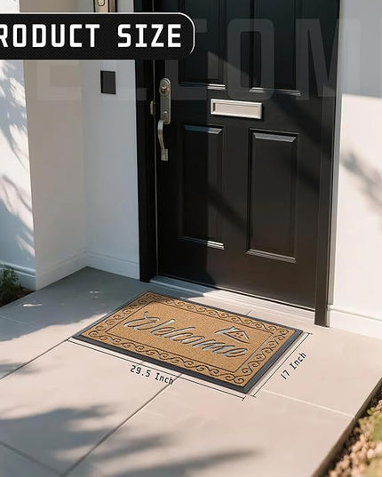 Yimobra Welcome Front Door Mat, Heavy Duty Easy Clean Doormat Indoor Outdoor, Waterproof Quick Dry Floor Mat for Home, Garage, Hign Traffic Areas, Non Slip, Low Profile, 29.5X17 Inches, Yellow