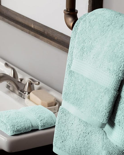 Superior Egyptian Cotton Pile 3 Piece Towel Set, Includes 1 Bath, 1 Hand, 1 Face Towel/Washcloth, Ultra Soft Luxury Towels, Thick Plush Essentials, Guest Bath, Spa, Hotel Bathroom, Sea Foam