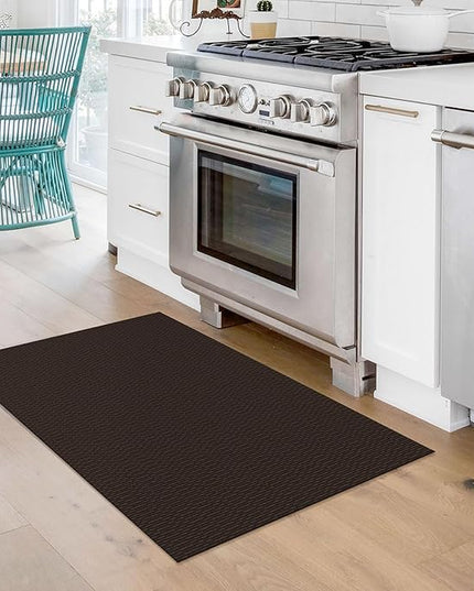KOZYFLY Washable Area Rug 2x3 Ft Small Entryway Rug Indoor Door Mat Throw Rugs with Rubber Backing, Braided Cotton Floor Carpet for Front Entrance Bathroom Kitchen Foyer, Dark Coffee/Brown