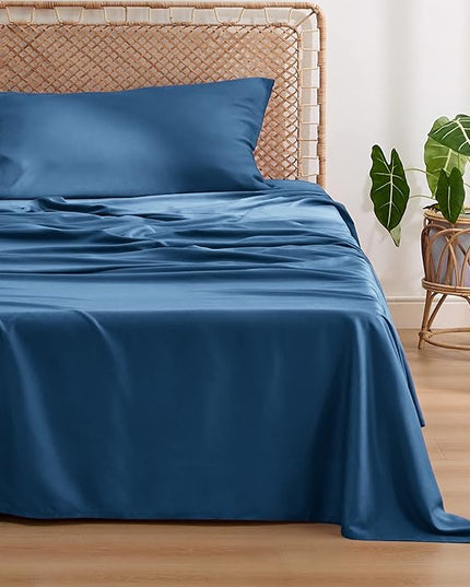 Bedsure Cooling Sheets Twin, Rayon Derived from Bamboo, Breathable & Soft Twin Sheets Set, Deep Pocket Up to 16 Inches, Hotel Luxury Silky Bedding for Hot Sleepers, Teal